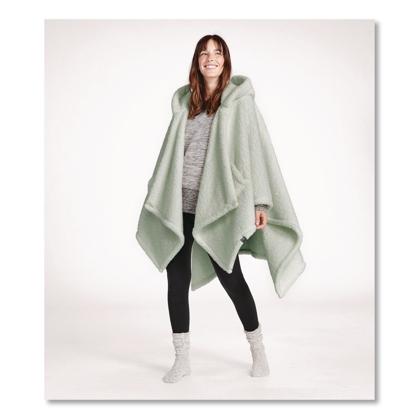 L.L.Bean® Cozy Sherpa Wearable Throw, 58 x 60, Silver Sage (LLB51484649461)