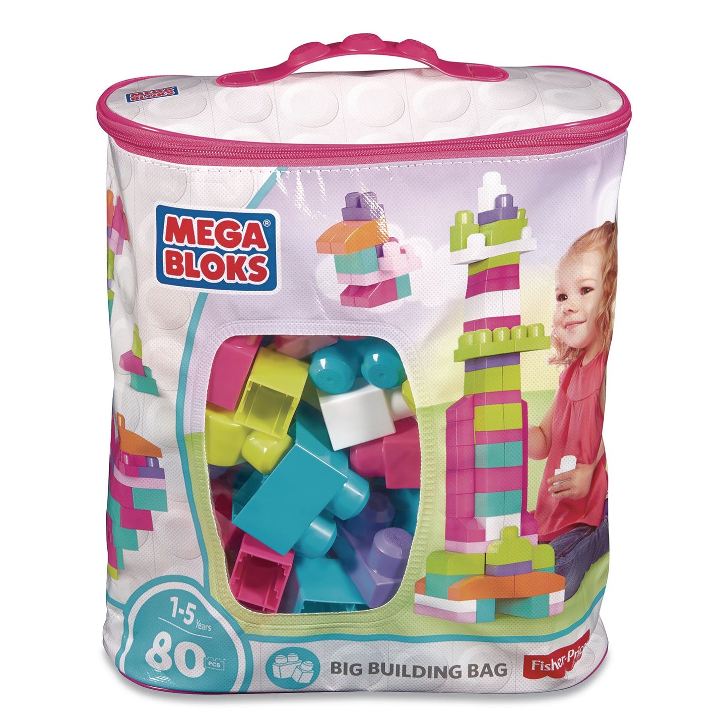 Mattel MEGA BLOKS First Builders Big Building Bag, Ages 1 to 5, 80 Pieces (MTTDCH62)