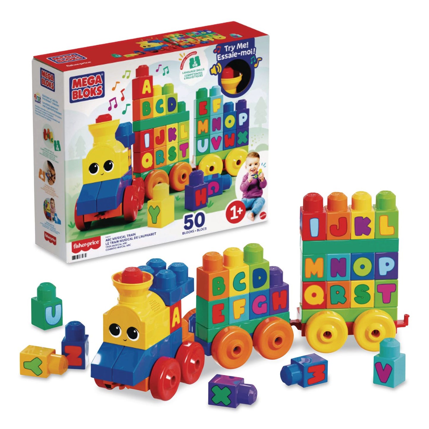 Mattel MEGA BLOKS ABC Musical Train, Preschool, 46 Pieces (MTTFWK22)