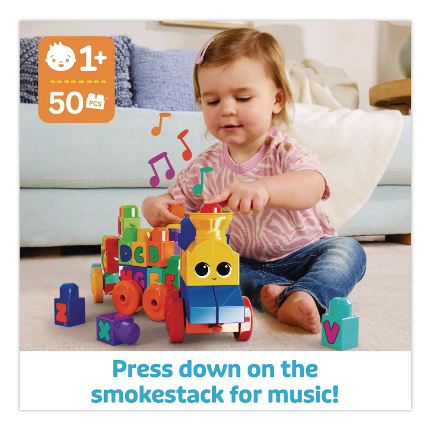 Mattel MEGA BLOKS ABC Musical Train, Preschool, 46 Pieces (MTTFWK22)