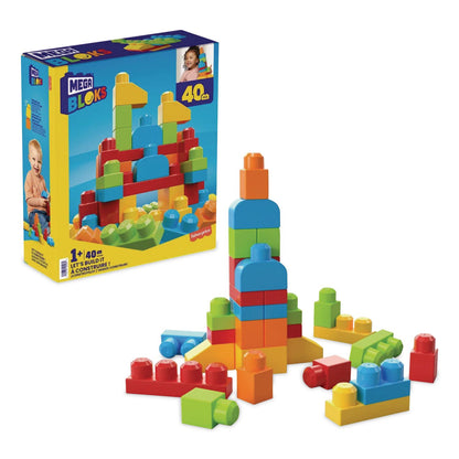 Mattel MEGA BLOKS Let's Build It, Ages 1 to 3, 40 Pieces (MTTHKN40)