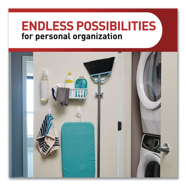 Command™ Closet Organization Essentials Variety Kit, Broom Gripper and (2) Utility Hooks, Plastic, White, Supports 4 lb, 3/Pack (MMM17235ES)