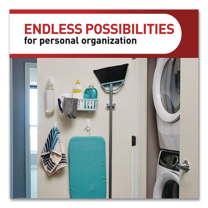 Command™ Closet Organization Essentials Variety Kit, Broom Gripper and (2) Utility Hooks, Plastic, White, Supports 4 lb, 3/Pack (MMM17235ES)