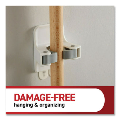 Command™ Closet Organization Essentials Variety Kit, Broom Gripper and (2) Utility Hooks, Plastic, White, Supports 4 lb, 3/Pack (MMM17235ES)