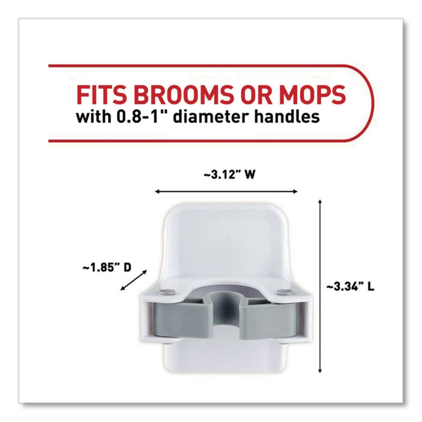 Command™ Closet Organization Essentials Variety Kit, Broom Gripper and (2) Utility Hooks, Plastic, White, Supports 4 lb, 3/Pack (MMM17235ES)