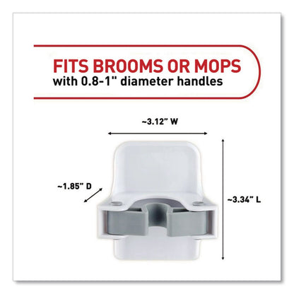 Command™ Closet Organization Essentials Variety Kit, Broom Gripper and (2) Utility Hooks, Plastic, White, Supports 4 lb, 3/Pack (MMM17235ES)