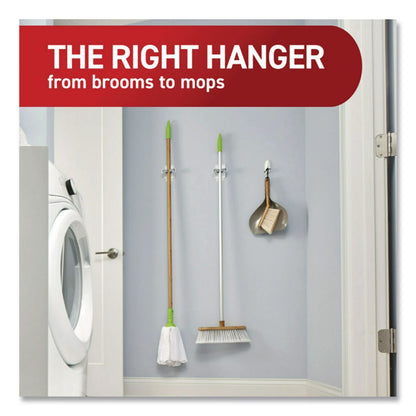 Command™ Closet Organization Essentials Variety Kit, Broom Gripper and (2) Utility Hooks, Plastic, White, Supports 4 lb, 3/Pack (MMM17235ES)