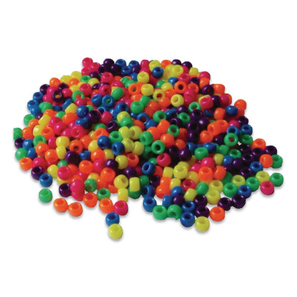Creativity Street® Pony Beads, Plastic, 0.24" x 0.35", Assorted Neon Colors, 1,000/Pack (PAC2323379)
