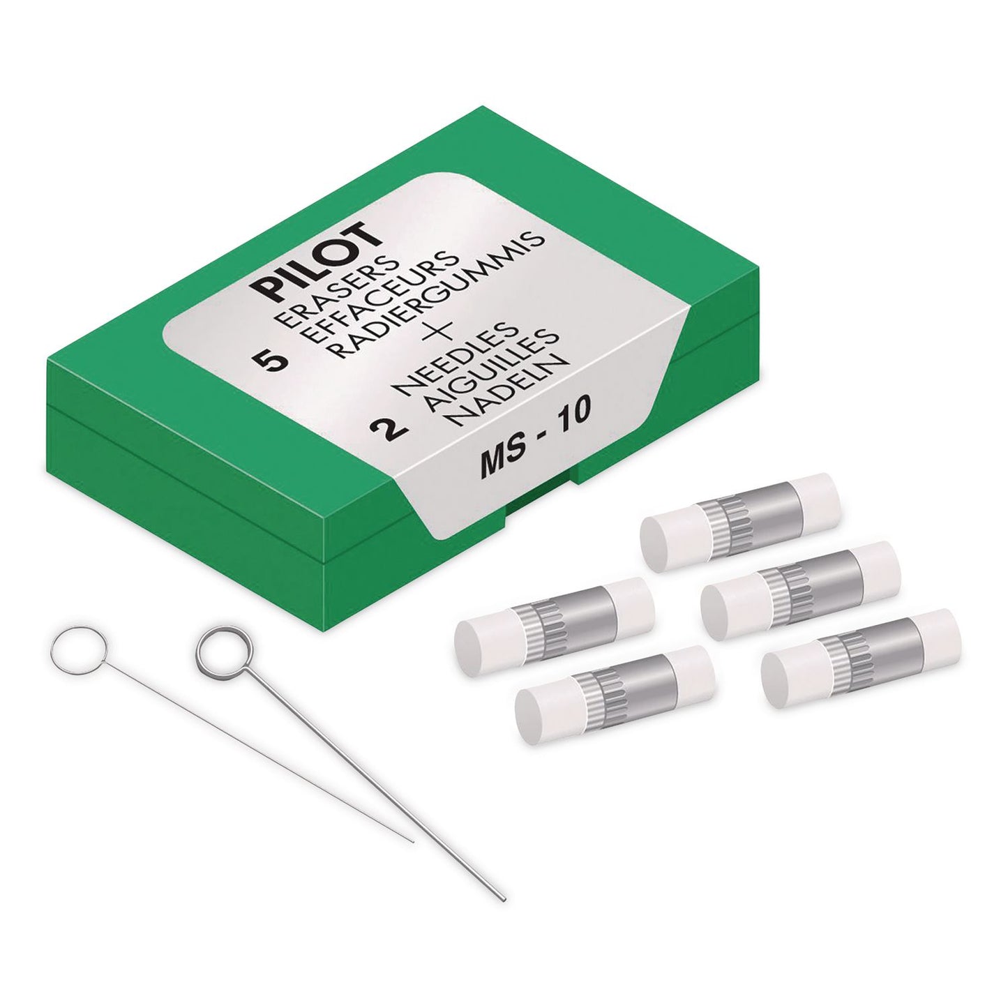 Pilot® Dr. Grip Mechanical Pencil Eraser Refill for Pencil Marks, White, 5/Pack (PIL70001)
