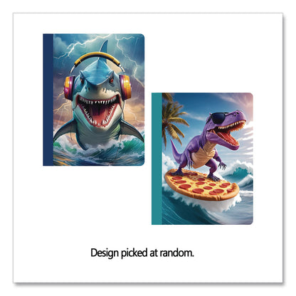 Eccolo Composition Notebooks, Wide/Legal Rule, Dino or Shark, Randomly Assorted, (80) 9.75 x 7.5 Sheets (WLBST844D)