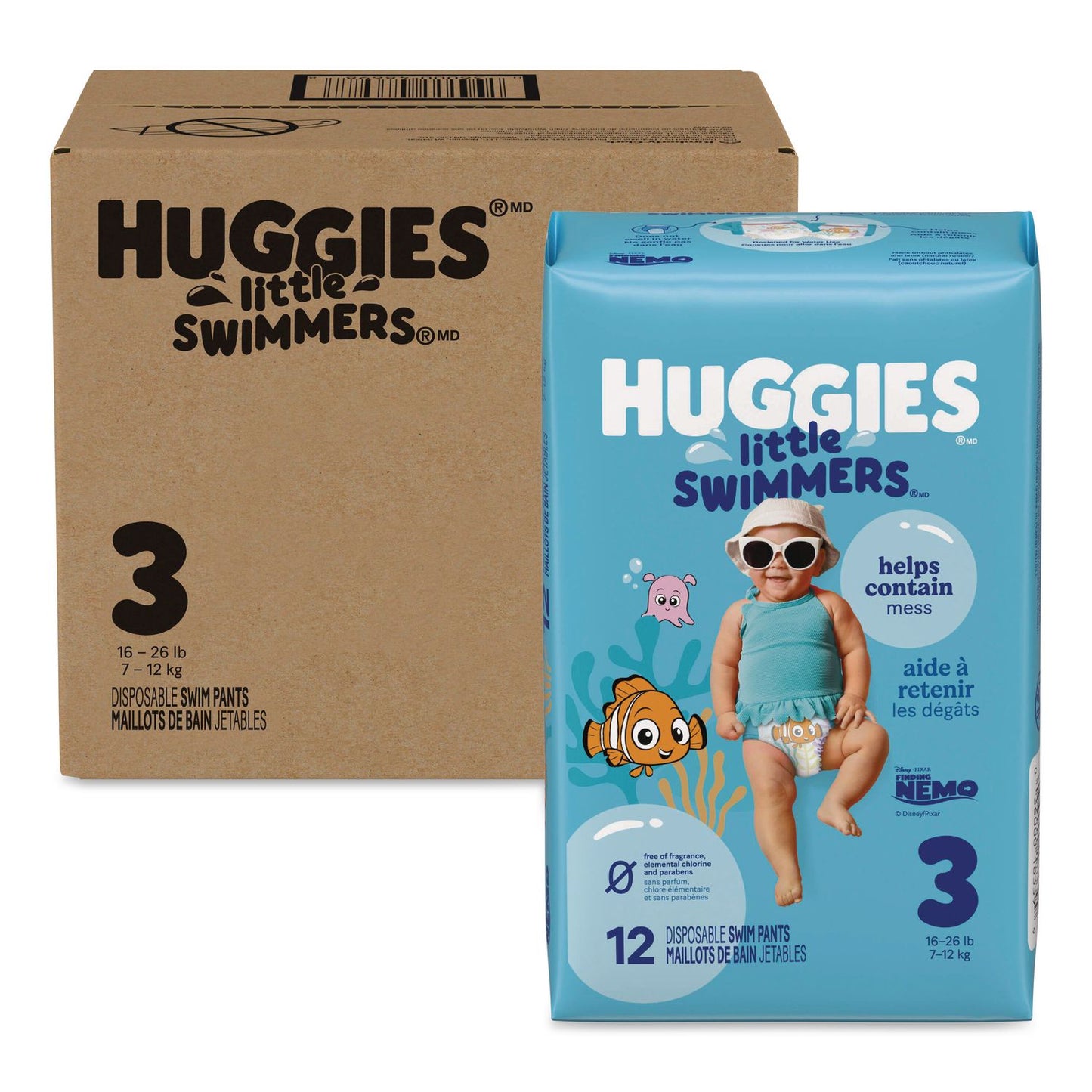 Huggies® Little Swimmers, Size 3, 16 lbs to 26 lbs, 12/Pack, 8 Packs/Carton (KCM18339)