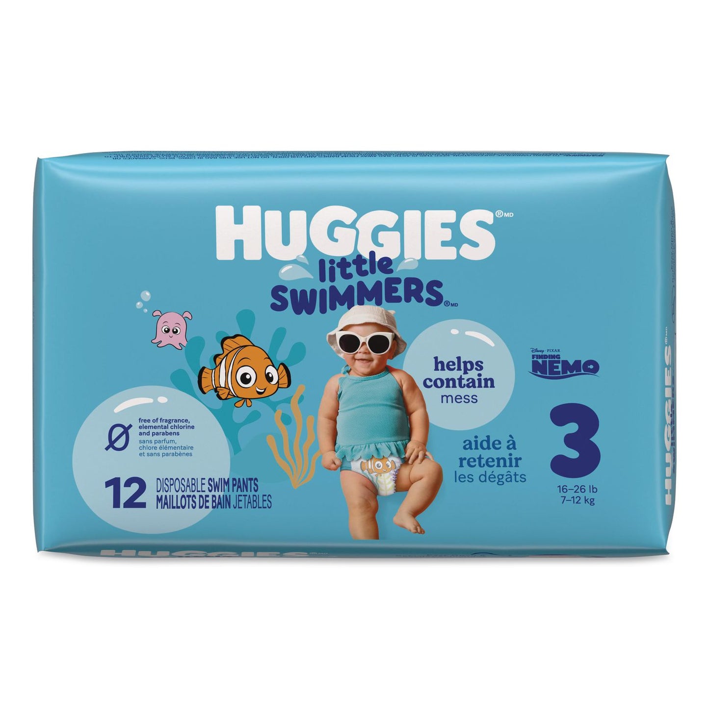 Huggies® Little Swimmers, Size 3, 16 lbs to 26 lbs, 12/Pack, 8 Packs/Carton (KCM18339)