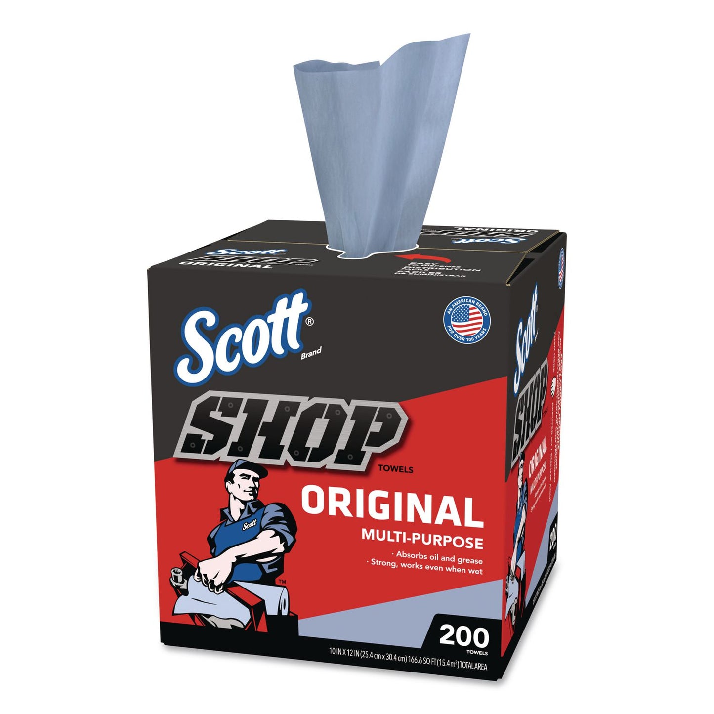 Scott® Shop Towels Original, 1-Ply, 9 x 12, Unscented, Blue, 200/Box (KCM75190BX)