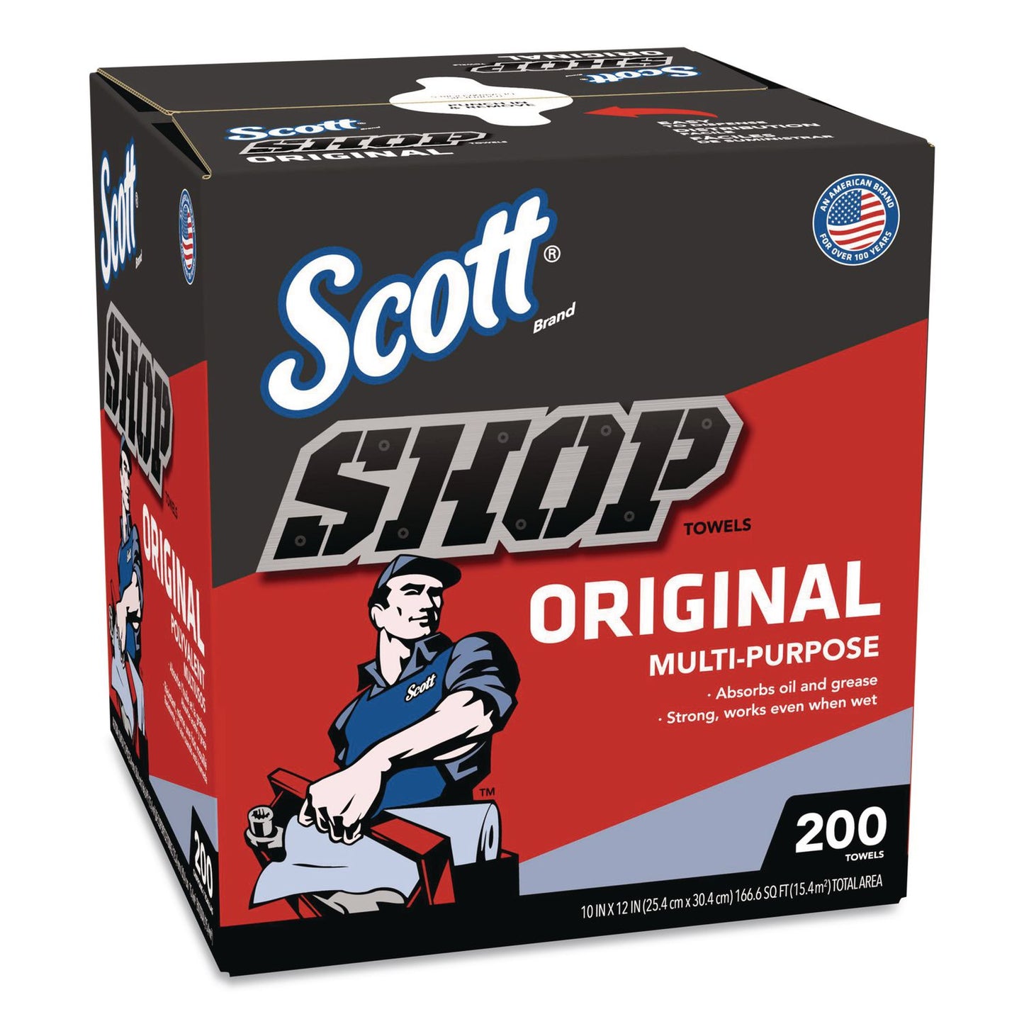 Scott® Shop Towels Original, 1-Ply, 9 x 12, Unscented, Blue, 200/Box (KCM75190BX)