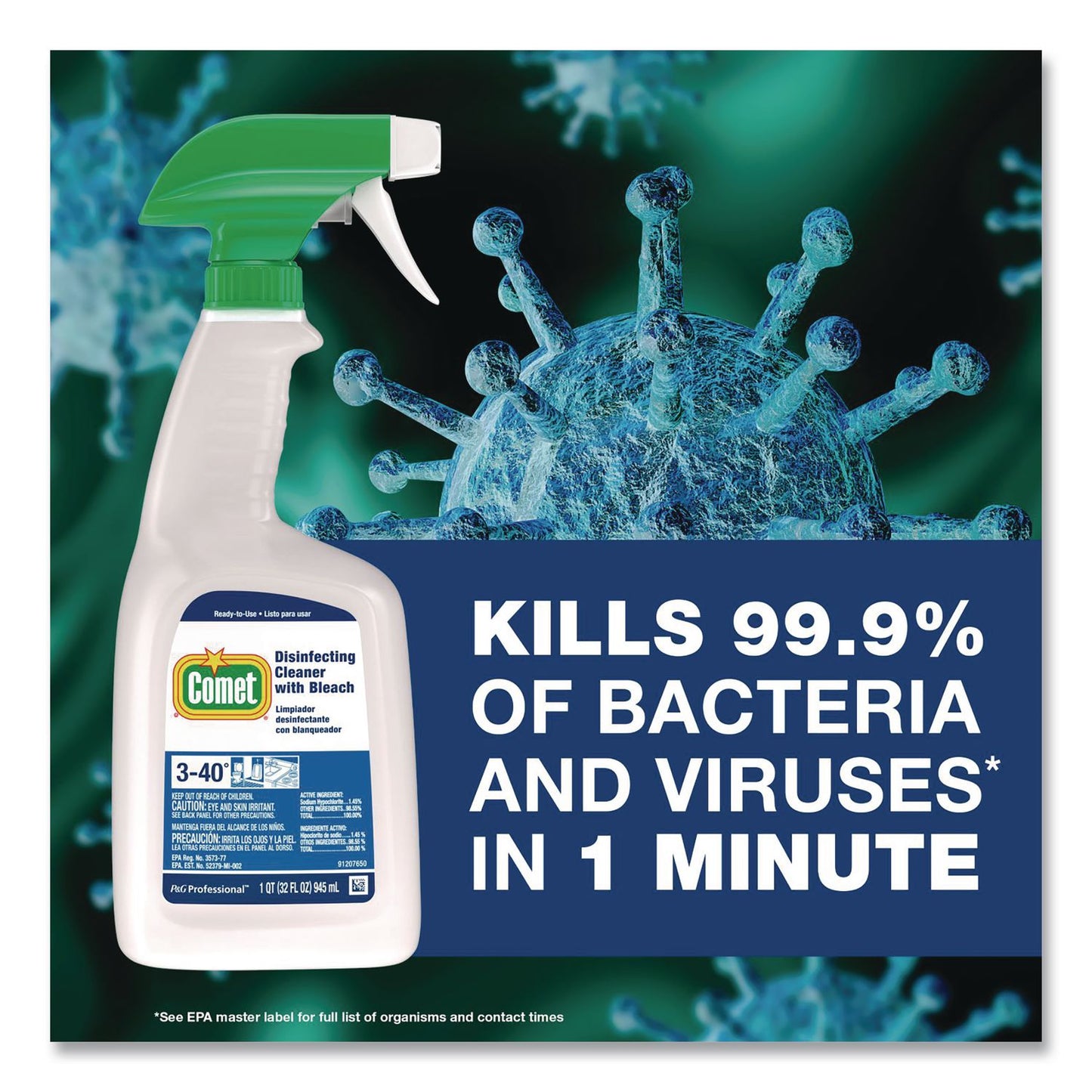 Comet® Disinfecting Cleaner with Bleach, Unscented, 32 oz Spray Bottle (PGC30314)