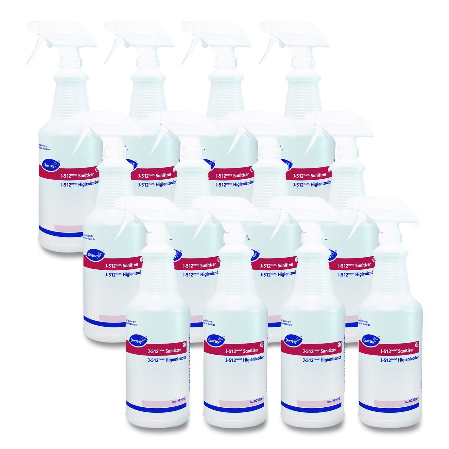 Diversey™ J-512 Sanitizer 32 Oz Bottles, Clear, 12/ct (DVO03920)