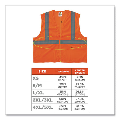 ergodyne® GloWear 8205HL Type R Class 2 Super Econo Mesh Vest, Polyester Mesh, 4X-Large to 5X-Large, Orange (EGO20969)
