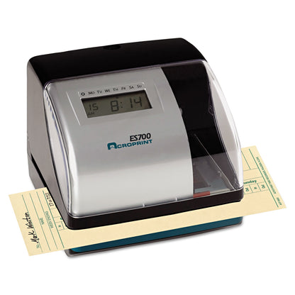 Acroprint® ES700 Atomic Electronic Time Recorder and Document Stamp, Digital Display, Black/Silver (ACP010182000)