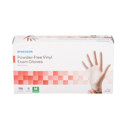 McKesson Exam Glove Medium NonSterile Vinyl Standard Cuff Length Smooth Clear Not Rated (832682_BX)