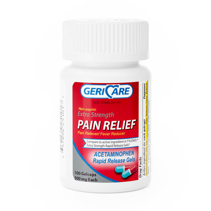 McKesson Brand Pain Relief 500 mg Strength Acetaminophen Gelcap 100 per Bottle (555690_CS)