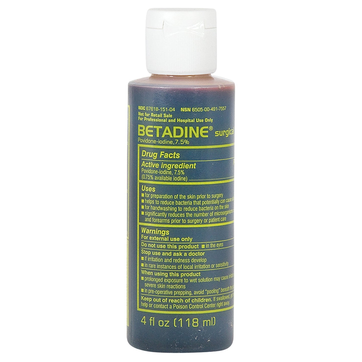 Betadine® Surgical Scrub Solution 4 oz. Bottle 7.5% Strength Povidone-Iodine NonSterile (1257423_EA)
