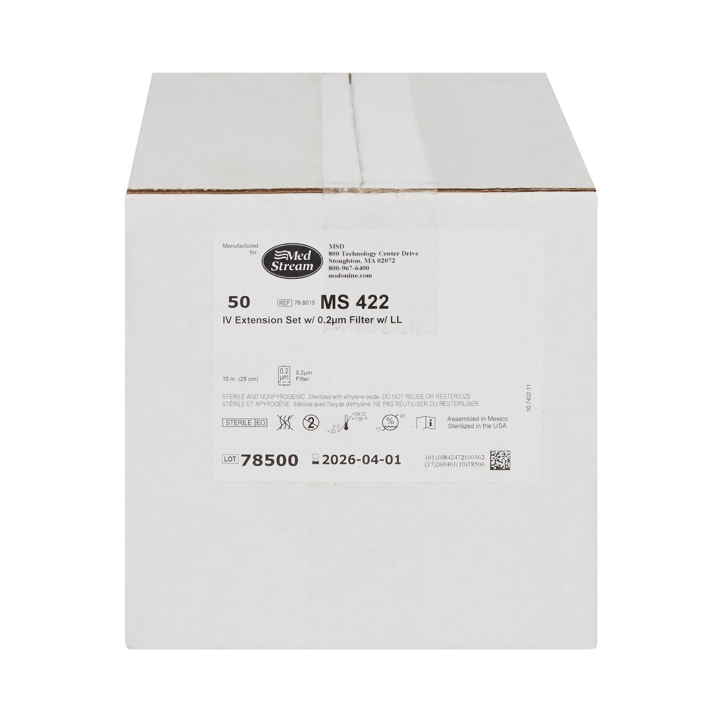 McKesson IV Extension Set Standard Bore 10 Inch Tubing 0.2 Micron Filter Sterile (1139238_CS)