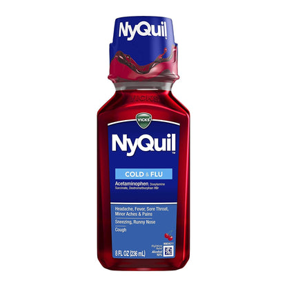 NyQuil® Cold & Flu Cold and Cough Relief 650 mg - 30 mg - 12.5 mg / 30 mL Strength Liquid 8 oz. (829817_EA)