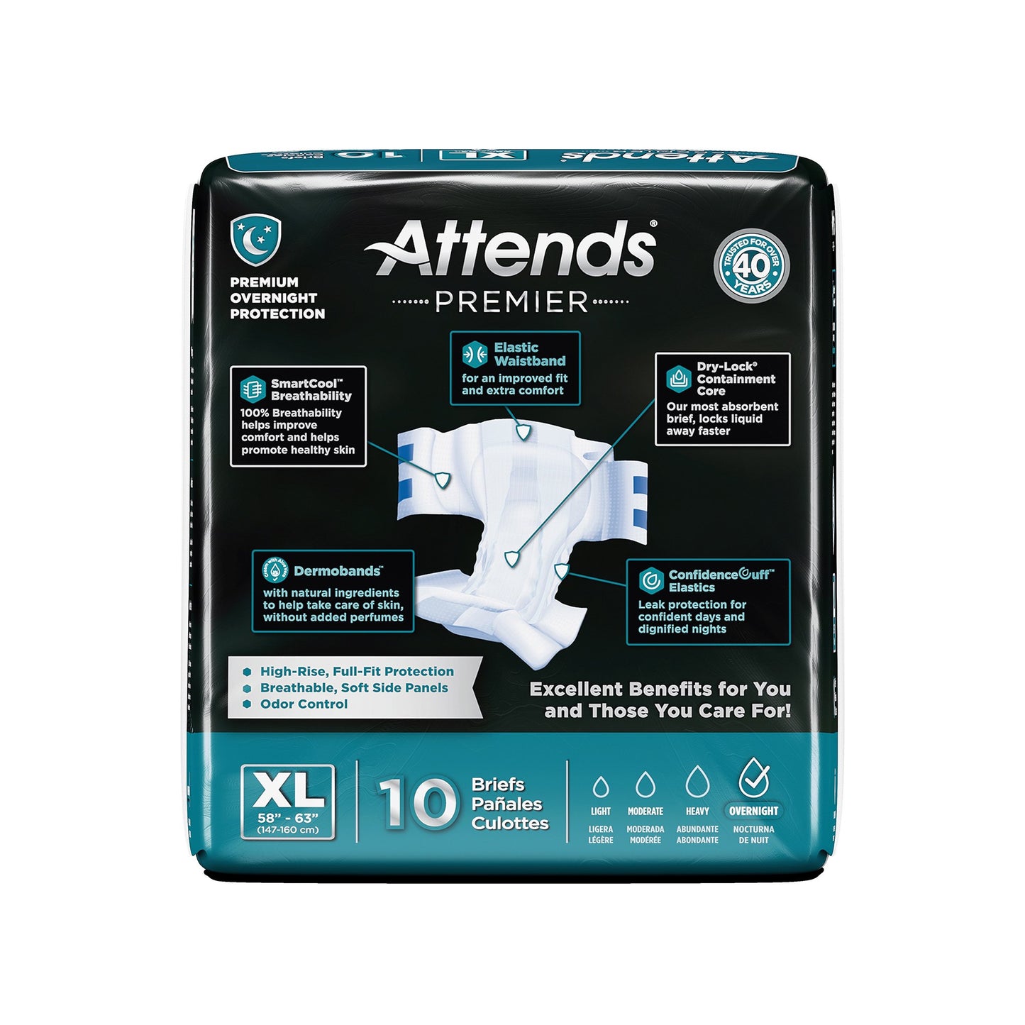 Attends® Premier Unisex Adult Incontinence Brief X-Large Disposable Heavy Absorbency (1128075_BG)