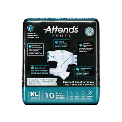 Attends® Premier Unisex Adult Incontinence Brief X-Large Disposable Heavy Absorbency (1128075_BG)