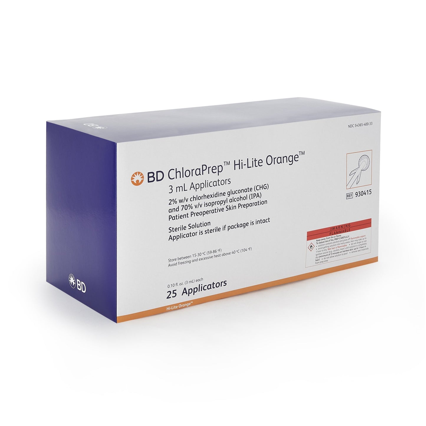 ChloraPrep™ Hi-Lite Orange™ Skin Prep Solution 3 mL Foam Applicator 2% / 70% Strength CHG (Chlorhexidine Gluconate) / Isopropyl Alcohol Sterile (1189867_CT)