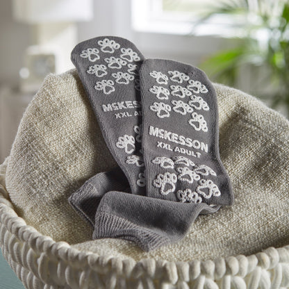 McKesson Terries™ Slipper Socks Unisex Adult 2X-Large Double Tread Single Patient Use Gray (558996_PR)