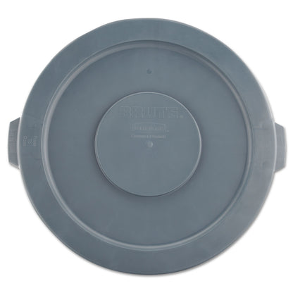 Rubbermaid® Commercial BRUTE Self-Draining Flat Top Lids for 32 gal Round BRUTE Containers, 22.25" Diameter x 1.63"h, Gray (RCP2631GRAY)