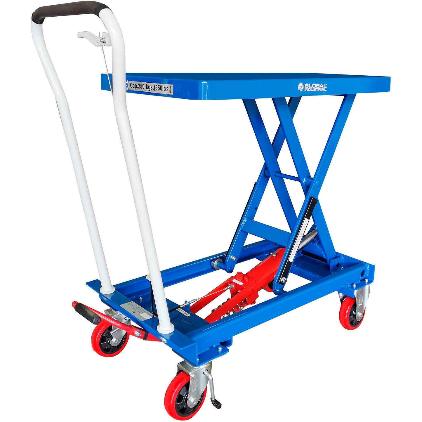 Global Industrial Mobile Single Scissor Lift Table, 32" x 19" Platform, 550 Lb.Capacity (WB168074)