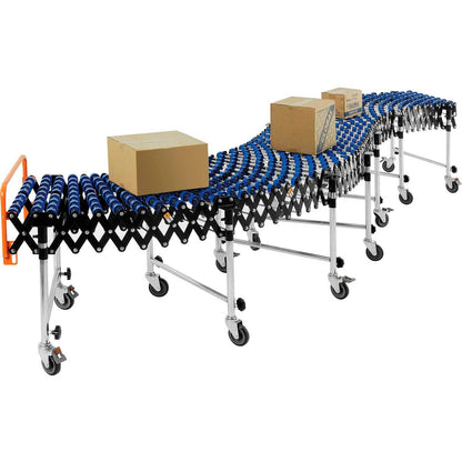 Global Industrial 24"W Nylon Skate Wheel Conveyor, Portable & Expandable, 6'2" to 24'8"L (WB168111)