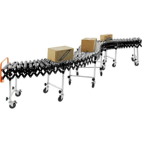Global Industrial 18"W Steel Skate Wheel Conveyor, Portable & Expandable, 6'2" to 24'8"L (WB168112)