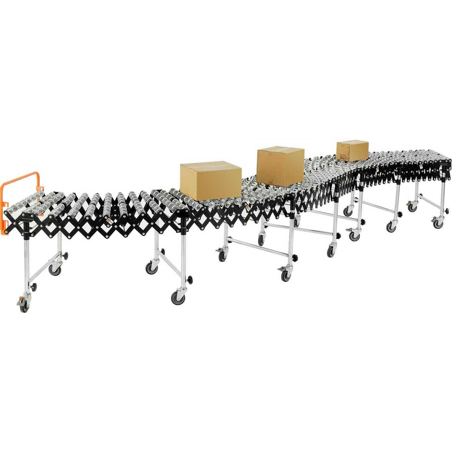 Global Industrial 24"W Steel Skate Wheel Conveyor, Portable & Expandable, 6'2" to 24'8"L (WB168113)