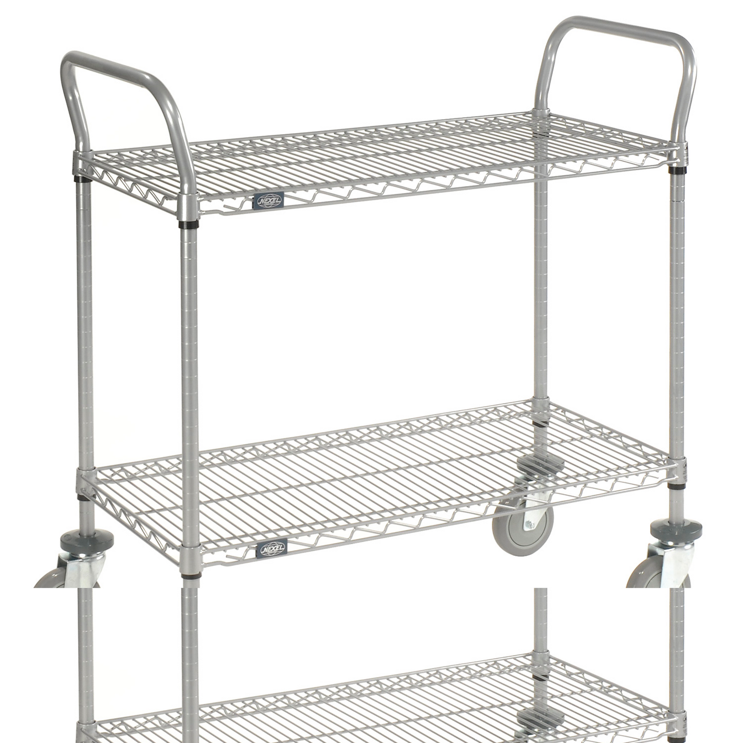 Nexel Utility Cart w/2 Shelves & Poly Casters, 1200 lb. Capacity, 36"L x 24"W x 39"H (WB168208)
