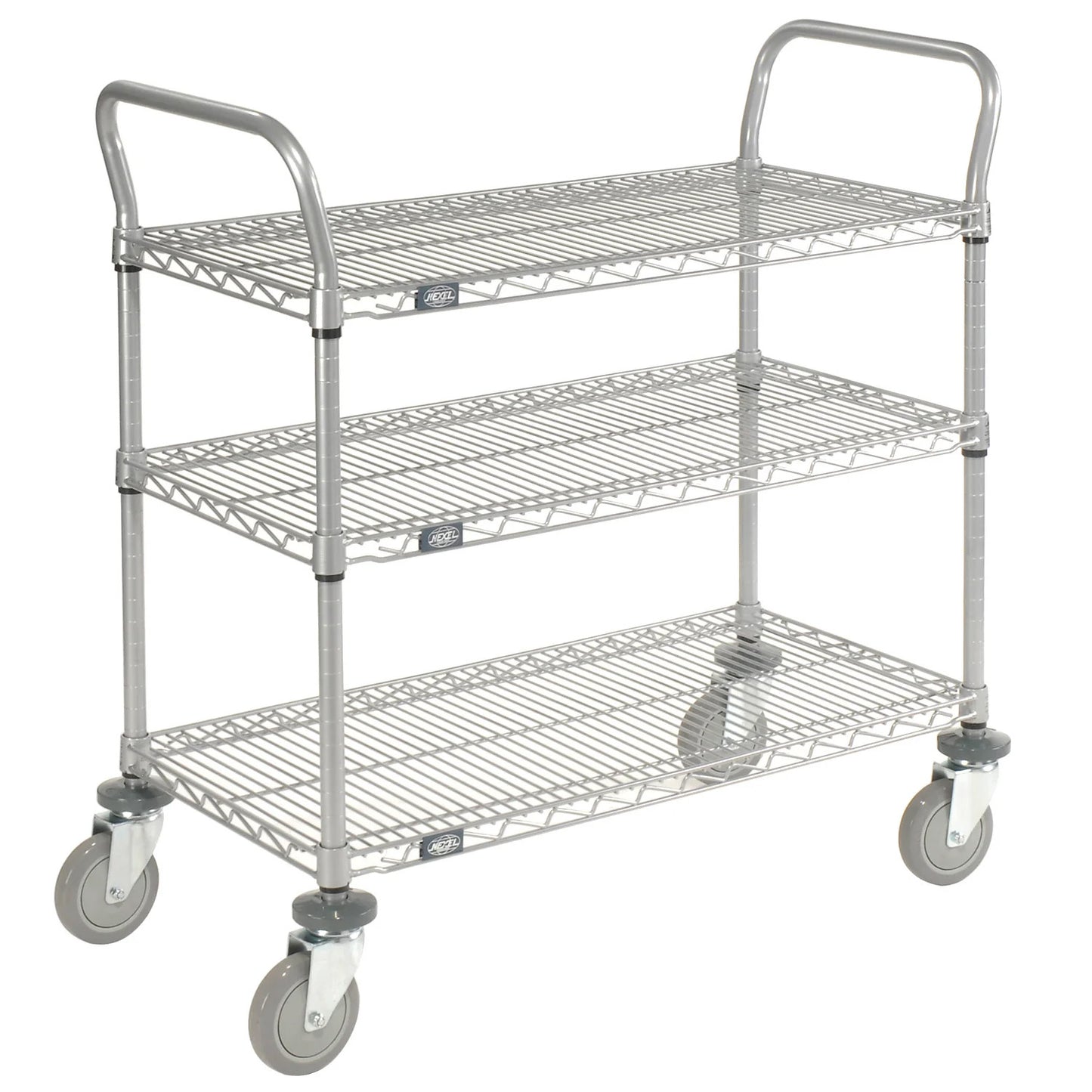 Nexel Utility Cart w/3 Shelves & Poly Casters, 1200 lb. Capacity, 36"L x 18"W x 39"H (WB168210)
