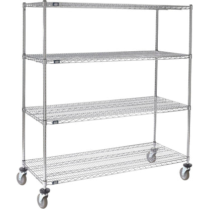 Nexel 4 Shelf Truck, Chrome, 72"W x 24"D x 60"H, ESD Polyurethane Casters, 4 Swivel, 2 Brake (WBB2351551)