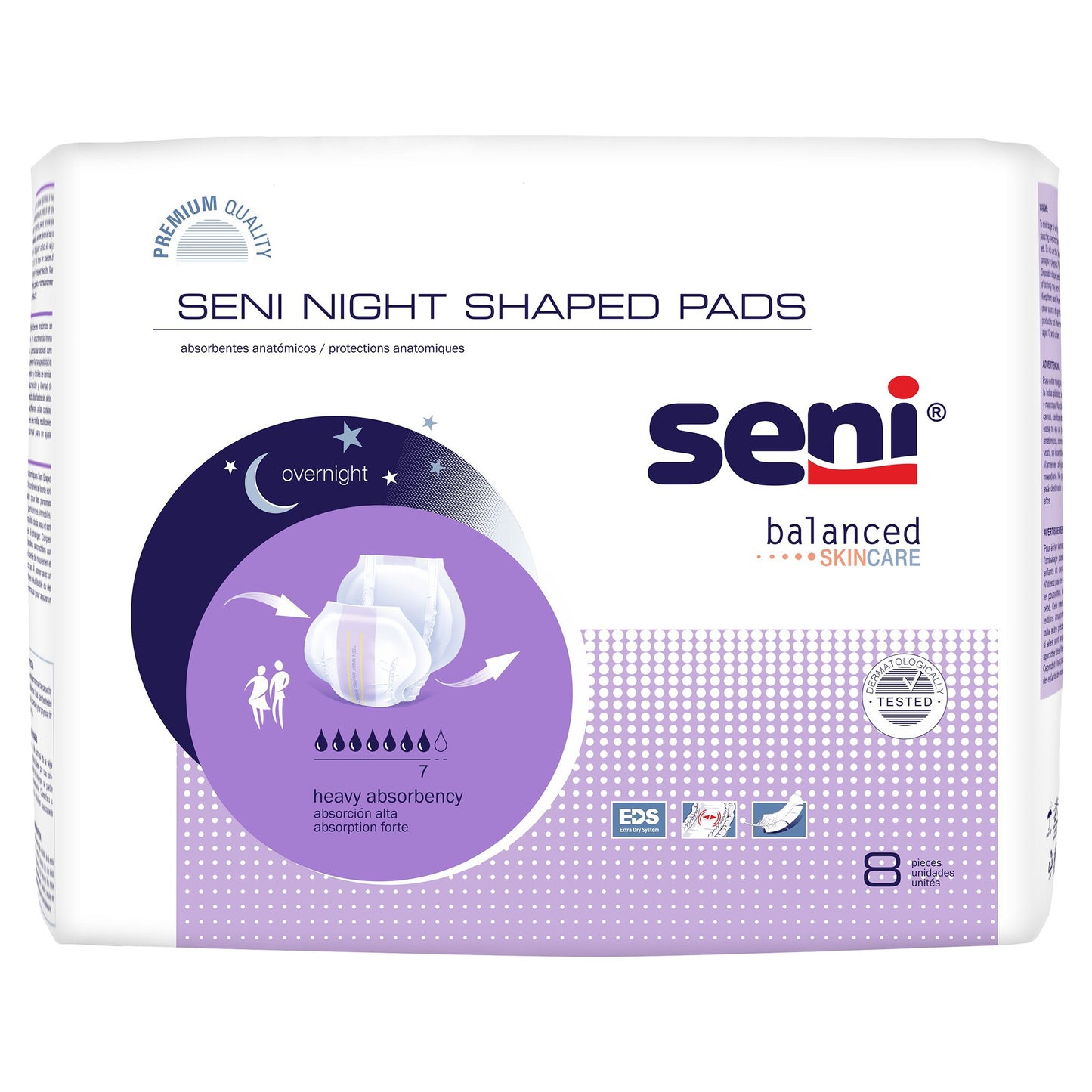 Seni® Shaped Night Pads Incontinence Liner 27 Inch Length Heavy Absorbency Super Absorbent Core One Size Fits Most (1223800_CS)