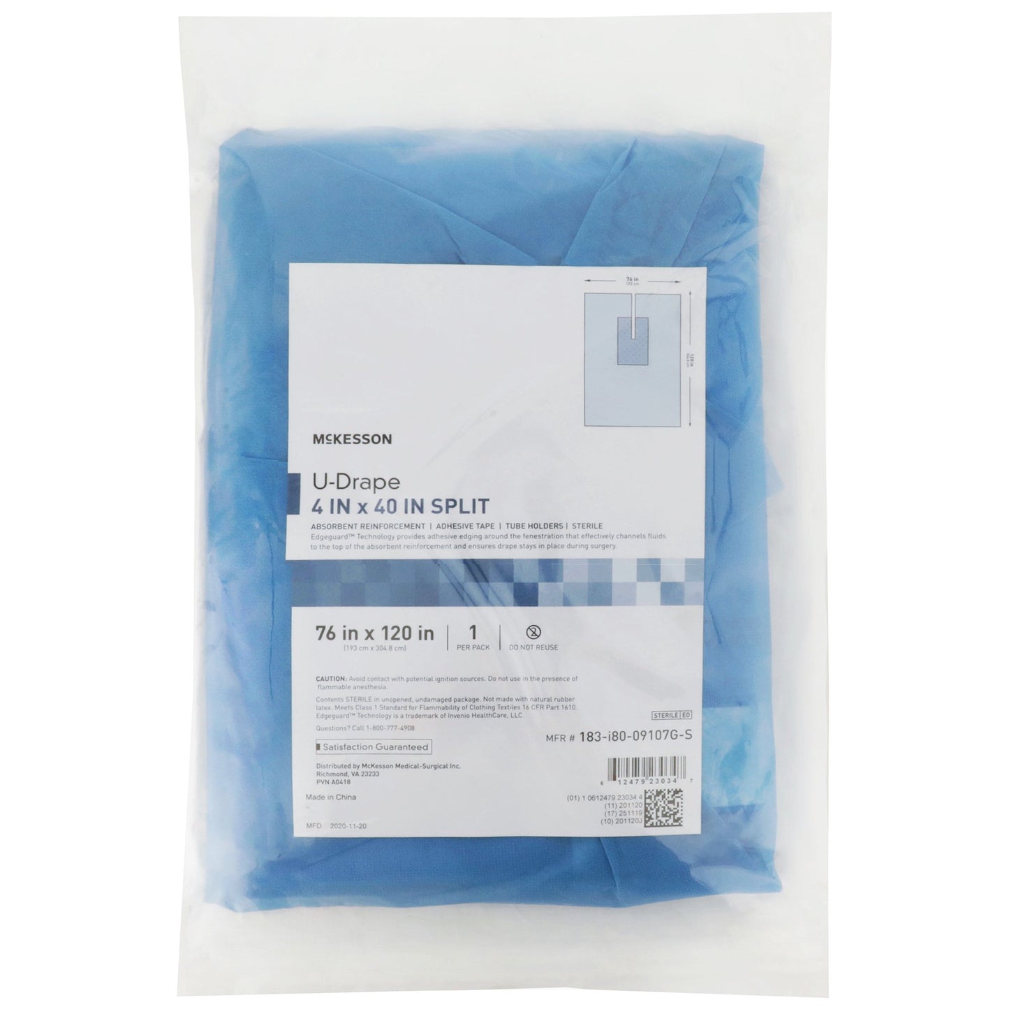 McKesson Orthopedic Drape U-Drape with Split 76 W X 120 L Inch Sterile (1101295_CS)