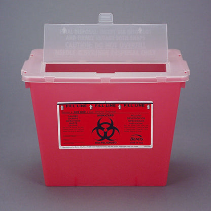 Bemis™ Sentinel Sharps Container Translucent Red Base 8-5/8 H X 11-5/8 L X 7-3/4 W Inch Horizontal Entry 2 Gallon (337383_EA)