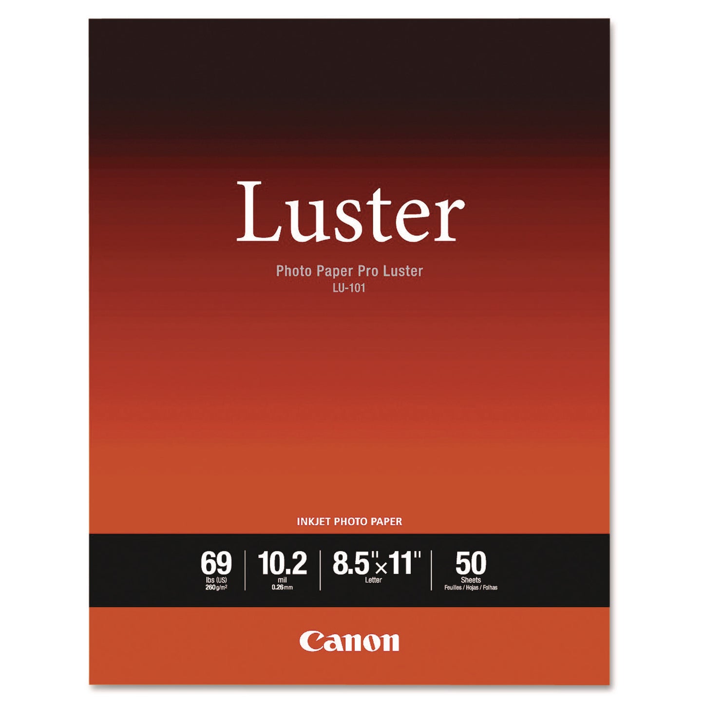 Canon® PRO Luster Inkjet Photo Paper, 10.2 mil, 8.5 x 11, Luster White, 50/Pack (CNM6211B004)