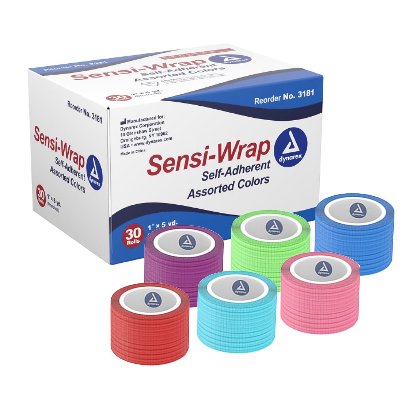 Sensi-Wrap Cohesive Bandage 1 Inch X 5 Yard Self-Adherent Closure Red / Green / Purple / Dark Blue / Pink / Light Blue NonSterile Standard Compression (625070_CS)