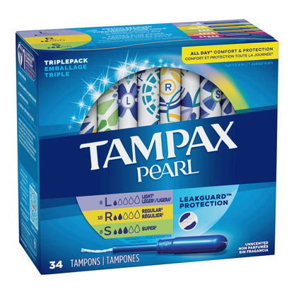 Tampax® Pearl Tampon Light / Regular / Super Absorbency Plastic Applicator Individually Wrapped (1229258_BX)