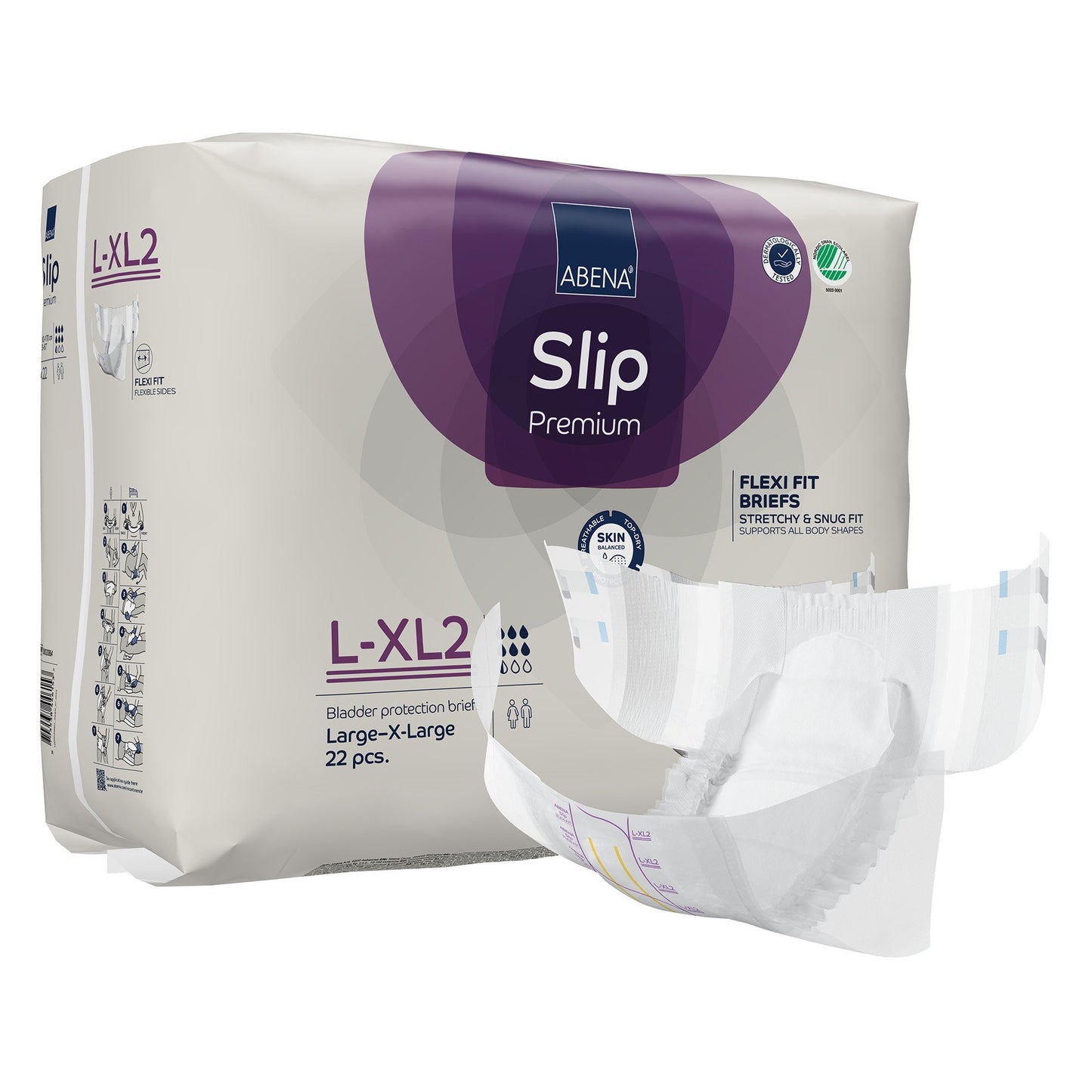 Abena Slip Flexi Fit Unisex Adult Incontinence Brief Large / X-Large Disposable Heavy Absorbency (1246194_CS)