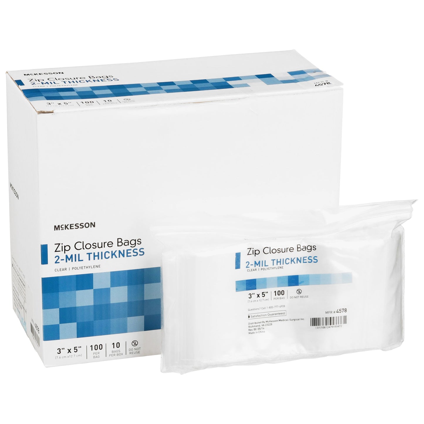 McKesson Reclosable Bag 3 X 5 Inch Polyethylene Clear Zipper Closure (890534_PK)