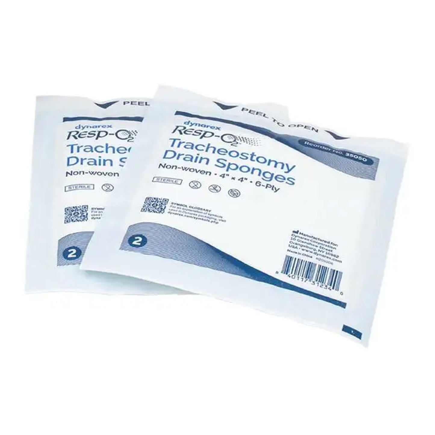 Dynarex Resp-O2™ Drain Sponge 4 X 4 Inch 6-Ply Sterile 2 per Pack (1208402_PK)