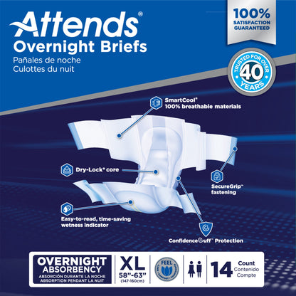 Attends® Overnight Unisex Adult Incontinence Brief X-Large Disposable Heavy Absorbency (1078992_BG)