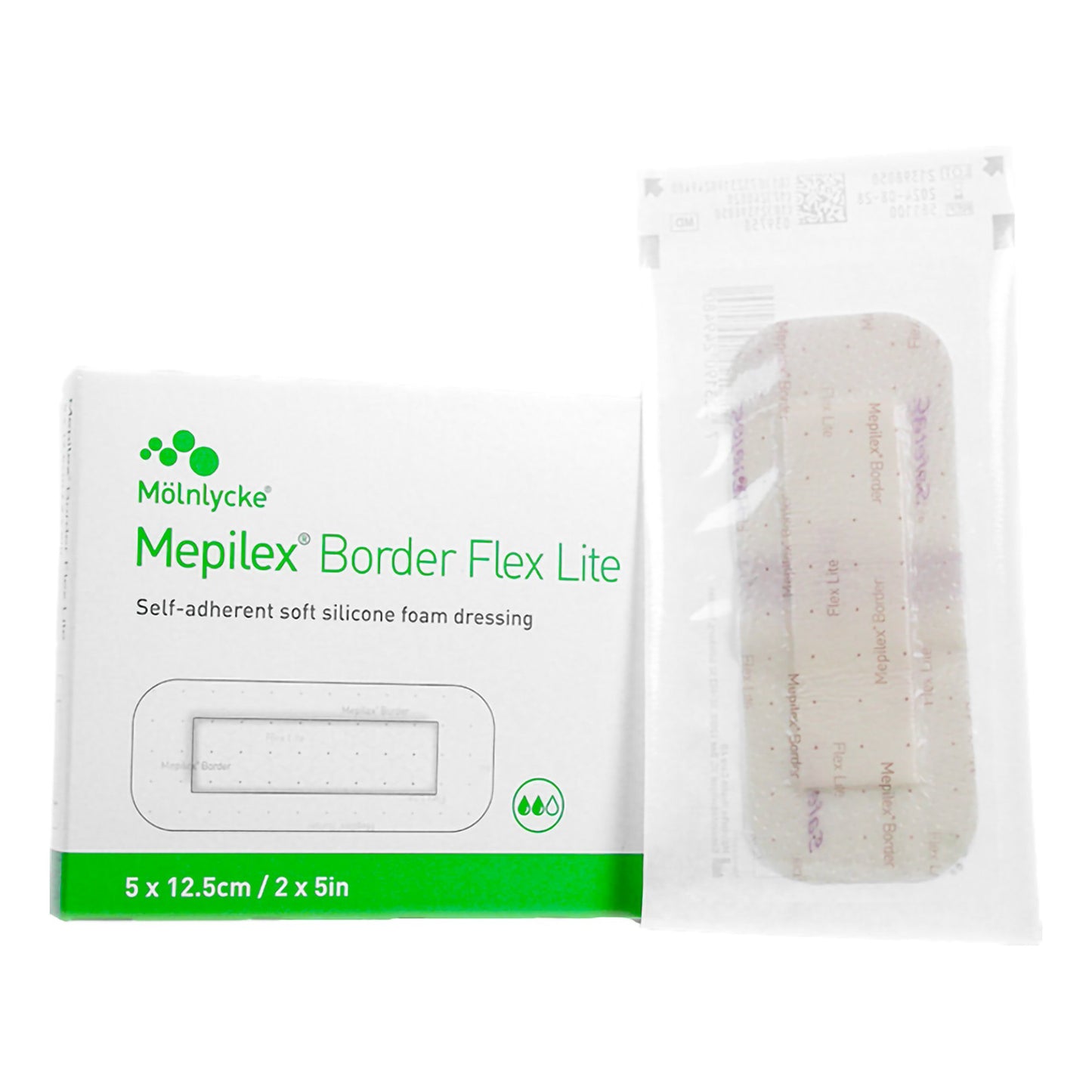 Mepilex® Border Flex Lite Thin Foam Dressing 2 X 5 Inch With Border Film Backing Silicone Adhesive Rectangle Sterile (1195995_BX)
